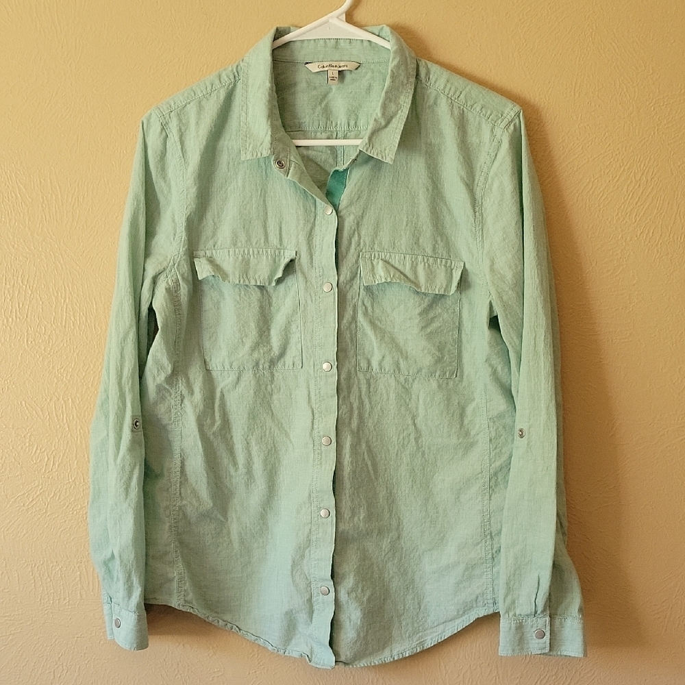 Calvin Klein Jeans Light Green Shirt Snap Front